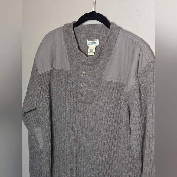 Mens Vintage L.L. Bean 100% Wool Heritage Old Money Cabincore Henley Sweater, XL - Picture 2 of 4